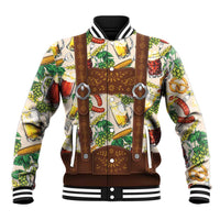 Oktoberfest Lederhosen Costume Baseball Jacket Food And Drink Pattern - Wonder Print Shop