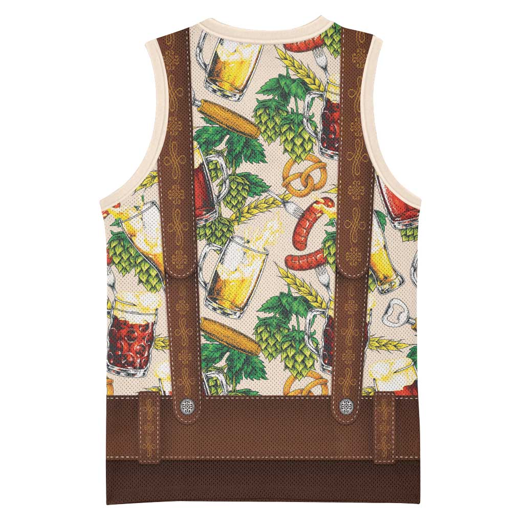 Oktoberfest Lederhosen Costume Basketball Jersey Food And Drink Pattern - Wonder Print Shop