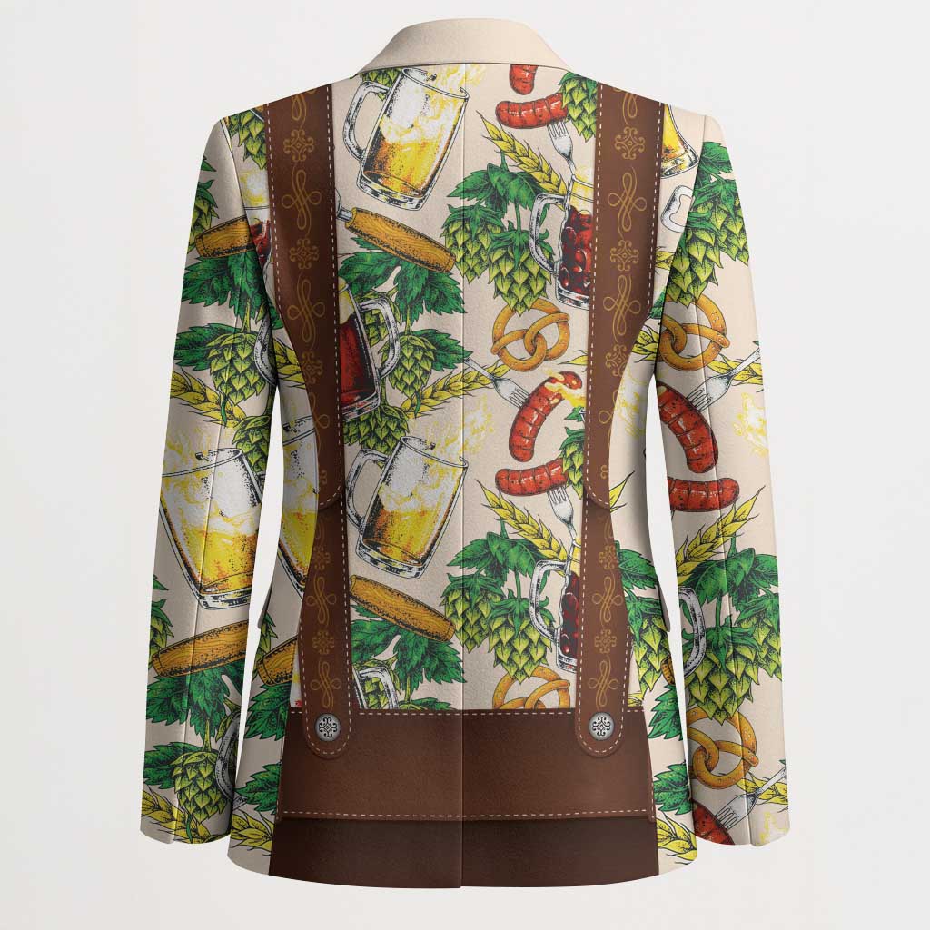 Oktoberfest Lederhosen Costume Blazer Food And Drink Pattern - Wonder Print Shop
