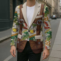 Oktoberfest Lederhosen Costume Blazer Food And Drink Pattern - Wonder Print Shop