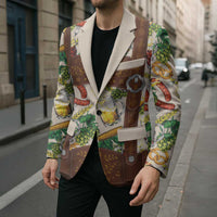 Oktoberfest Lederhosen Costume Blazer Food And Drink Pattern - Wonder Print Shop