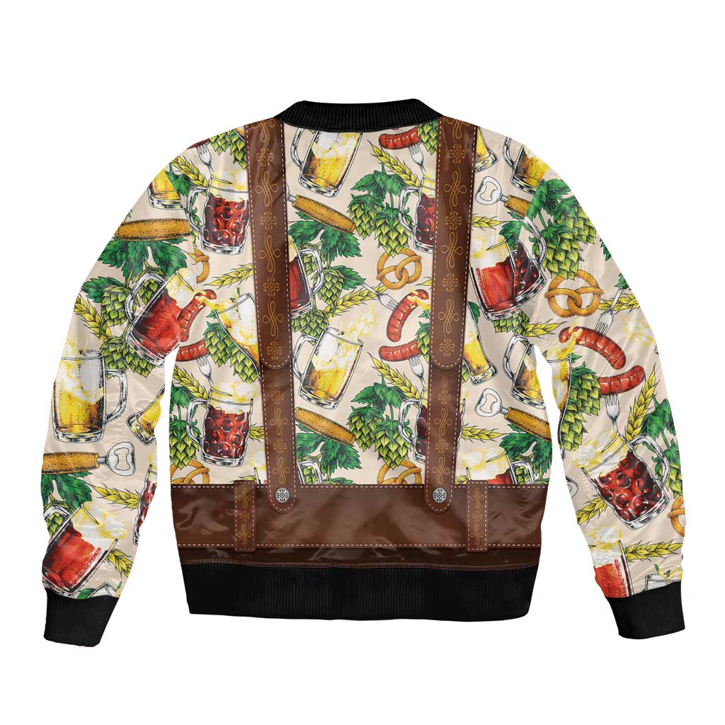 Oktoberfest Lederhosen Costume Bomber Jacket Food And Drink Pattern - Wonder Print Shop