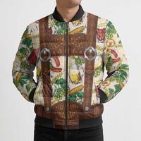 Oktoberfest Lederhosen Costume Bomber Puffer Jacket Food And Drink Pattern - Wonder Print Shop