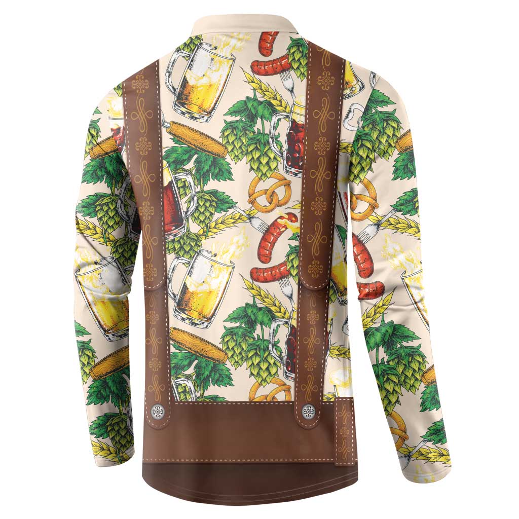 Oktoberfest Lederhosen Costume Button Sweatshirt Food And Drink Pattern - Wonder Print Shop