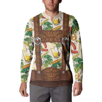 Oktoberfest Lederhosen Costume Button Sweatshirt Food And Drink Pattern - Wonder Print Shop