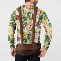 Oktoberfest Lederhosen Costume Button Sweatshirt Food And Drink Pattern - Wonder Print Shop