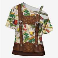 Oktoberfest Lederhosen Costume Cross Shoulder Shirt Food And Drink Pattern - Wonder Print Shop