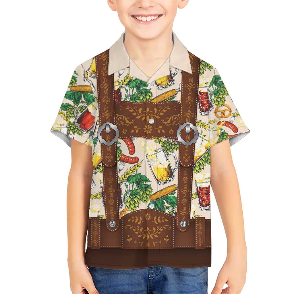Oktoberfest Lederhosen Costume Hawaiian Shirt Food And Drink Pattern - Wonder Print Shop