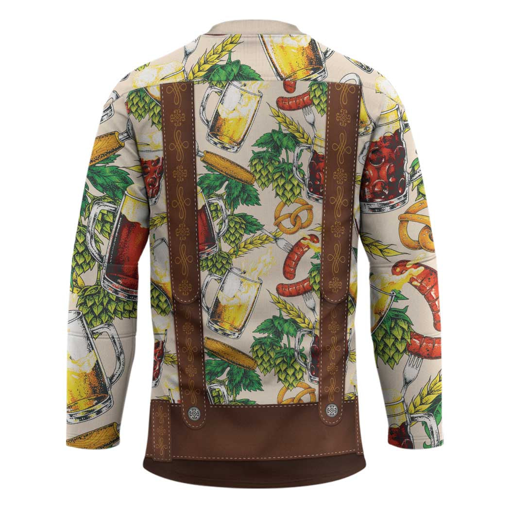 Oktoberfest Lederhosen Costume Hockey Jersey Food And Drink Pattern - Wonder Print Shop