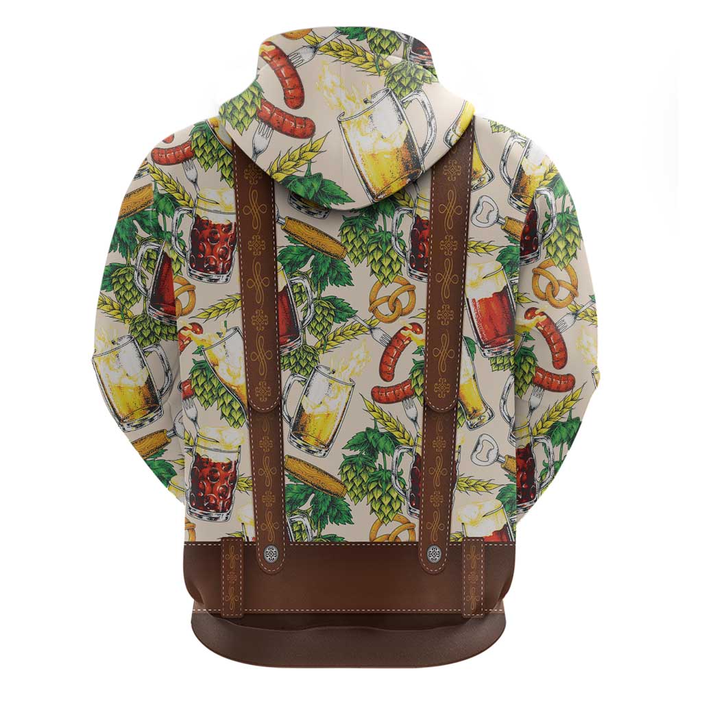 Oktoberfest Lederhosen Costume Hoodie Food And Drink Pattern - Wonder Print Shop