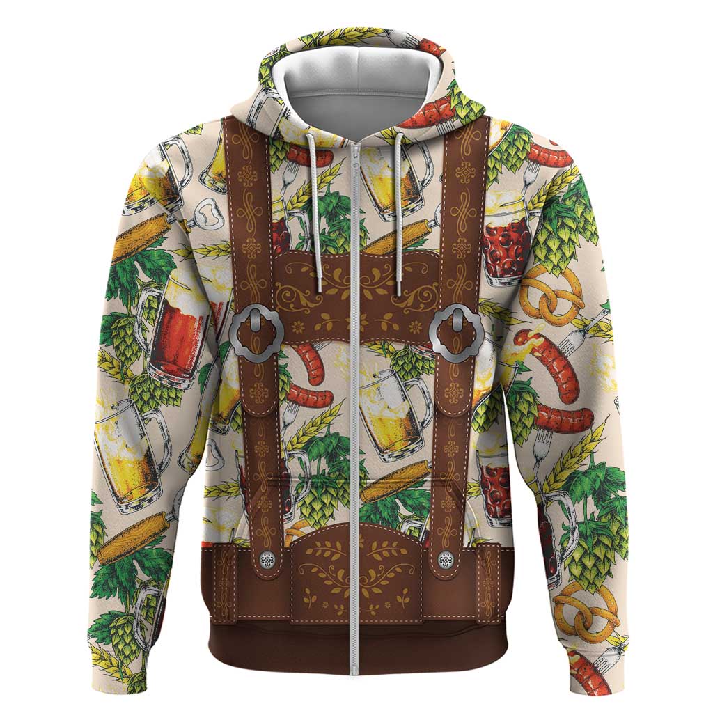 Oktoberfest Lederhosen Costume Hoodie Food And Drink Pattern - Wonder Print Shop