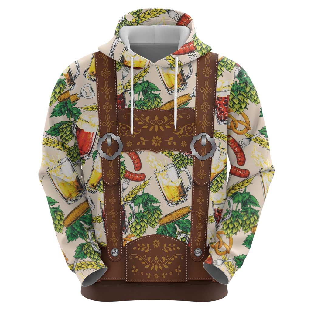 Oktoberfest Lederhosen Costume Hoodie Food And Drink Pattern - Wonder Print Shop