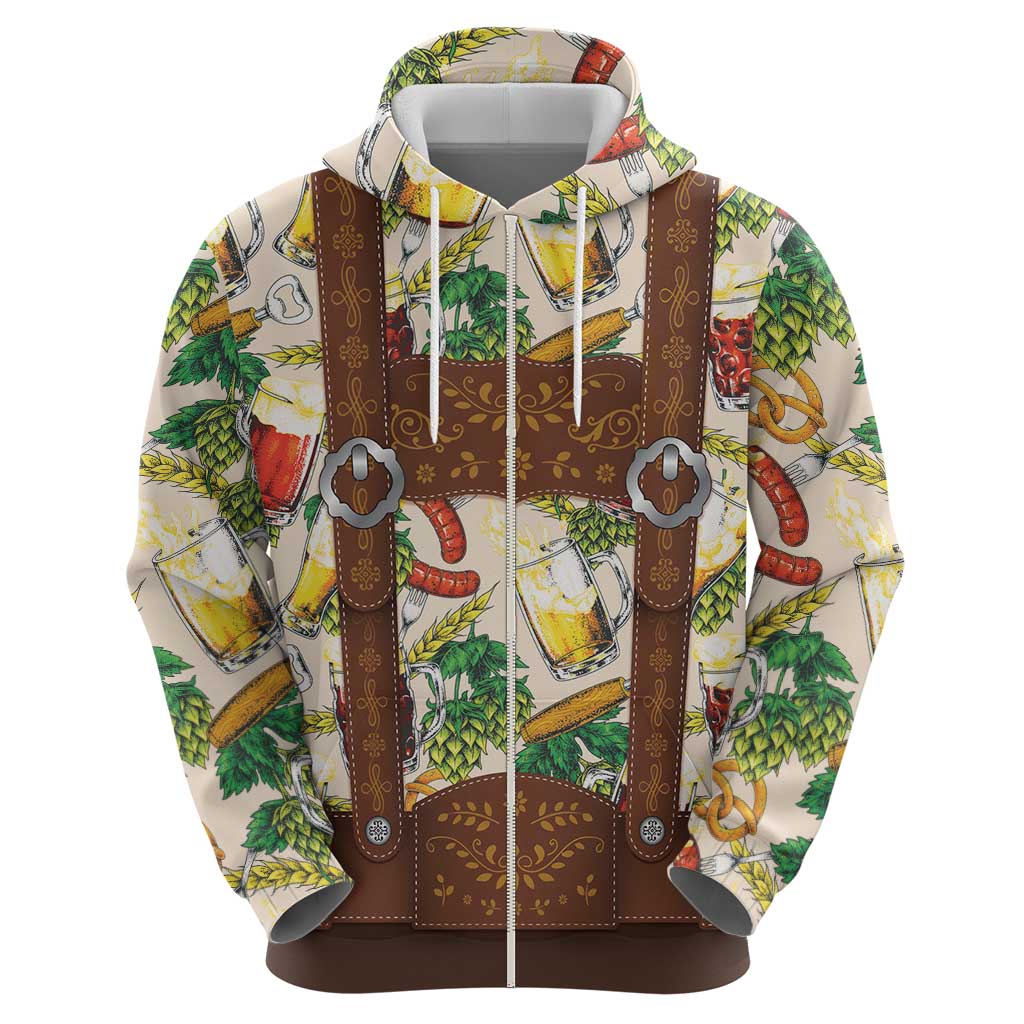 Oktoberfest Lederhosen Costume Hoodie Food And Drink Pattern - Wonder Print Shop