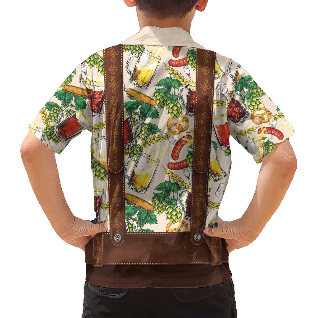 Oktoberfest Lederhosen Costume Kid Hawaiian Shirt Food And Drink Pattern - Wonder Print Shop