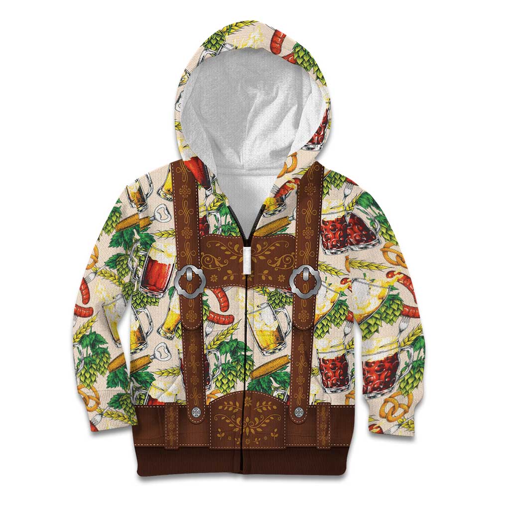 Oktoberfest Lederhosen Costume Kid Hoodie Food And Drink Pattern - Wonder Print Shop