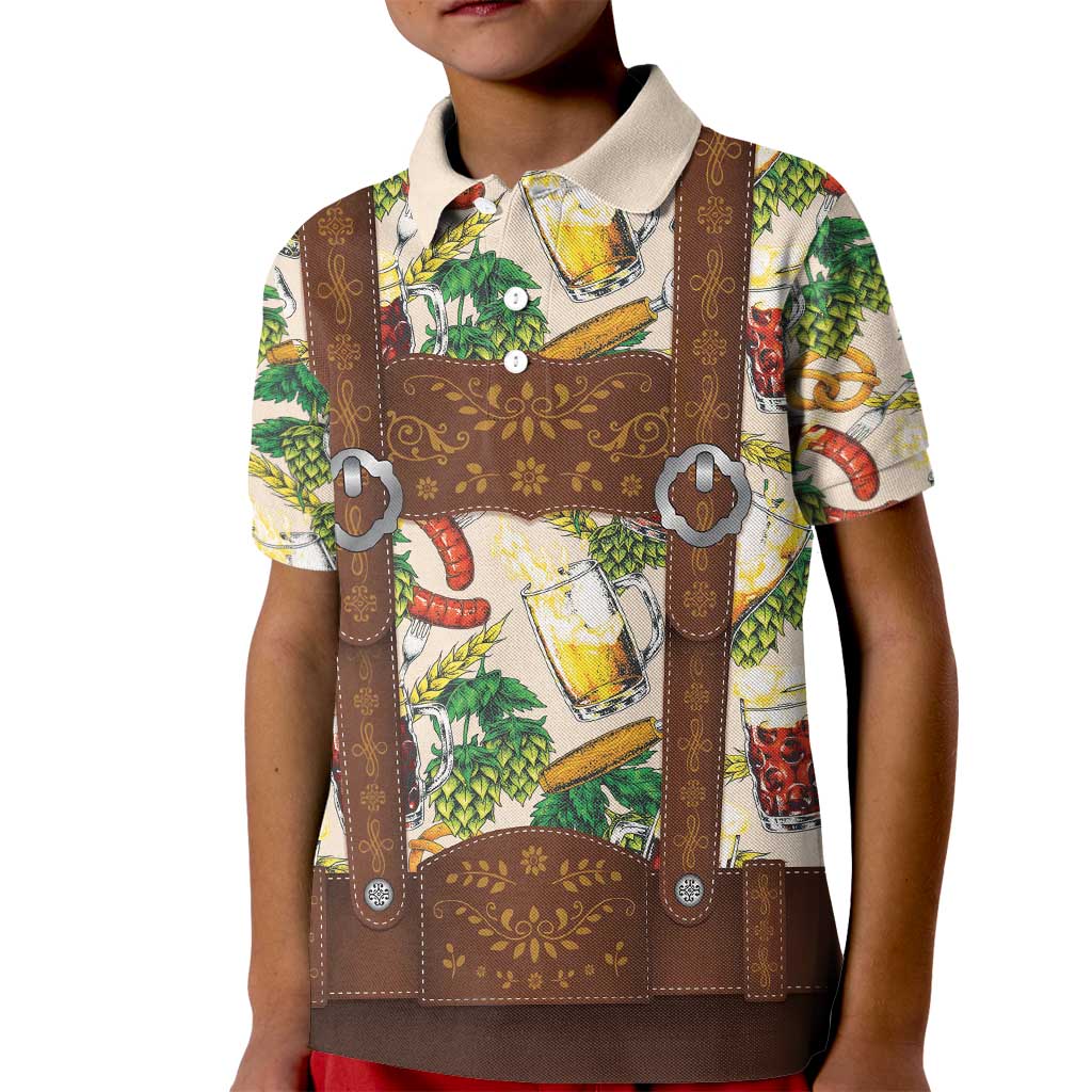 Oktoberfest Lederhosen Costume Kid Polo Shirt Food And Drink Pattern - Wonder Print Shop