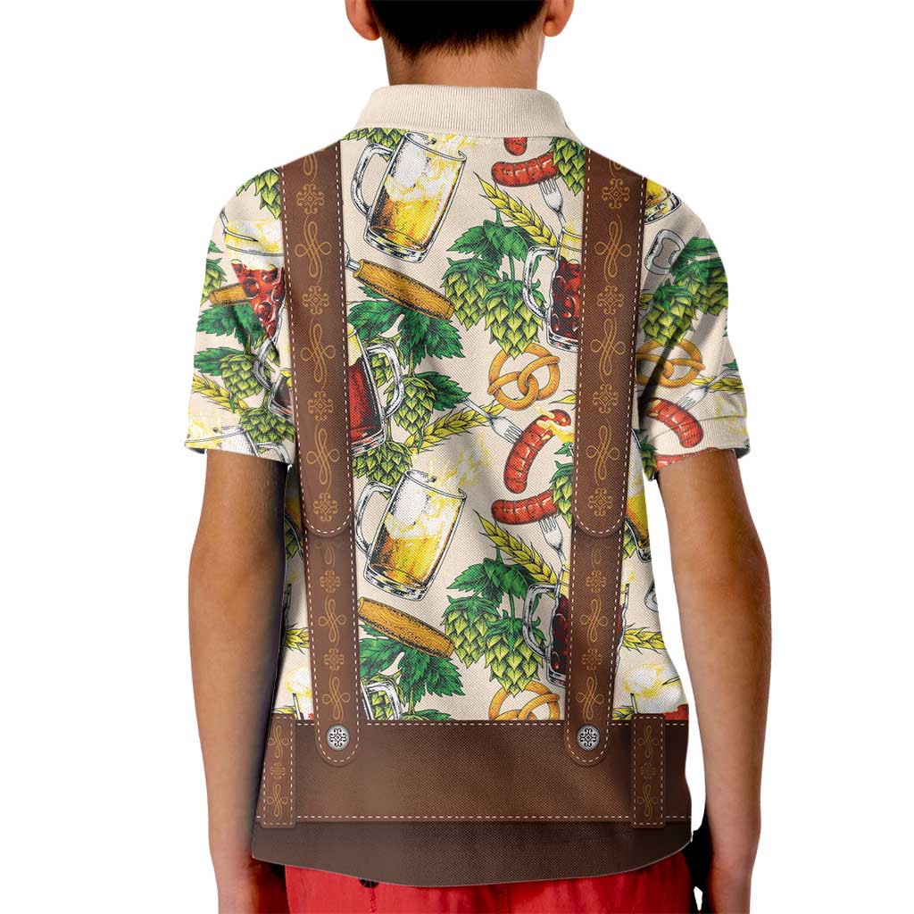 Oktoberfest Lederhosen Costume Kid Polo Shirt Food And Drink Pattern - Wonder Print Shop