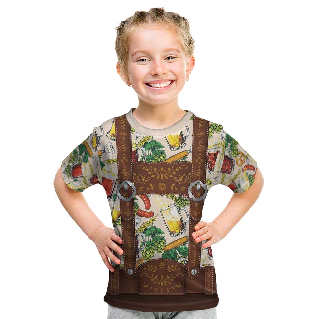 Oktoberfest Lederhosen Costume Kid T Shirt Food And Drink Pattern - Wonder Print Shop