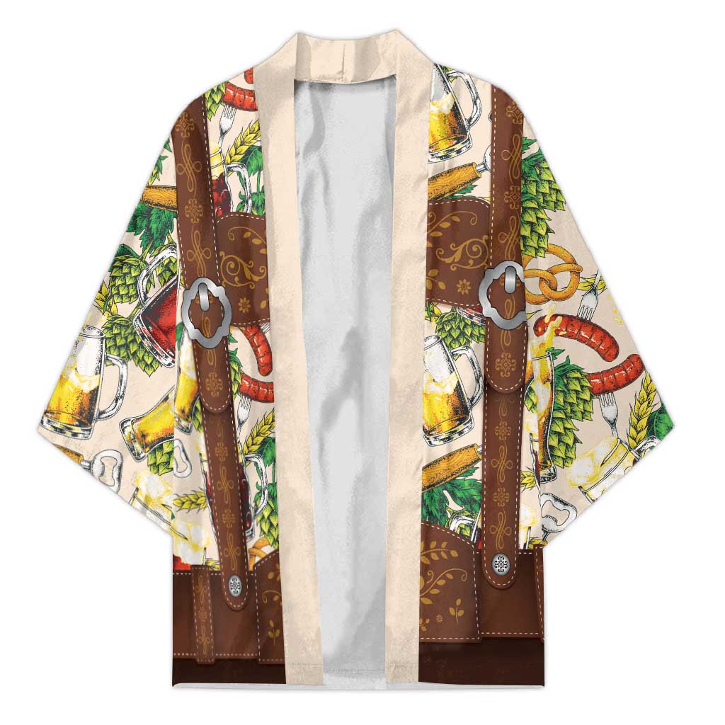 Oktoberfest Lederhosen Costume Kimono Food And Drink Pattern - Wonder Print Shop