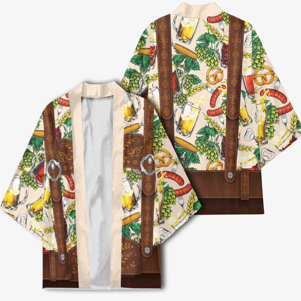 Oktoberfest Lederhosen Costume Kimono Food And Drink Pattern - Wonder Print Shop