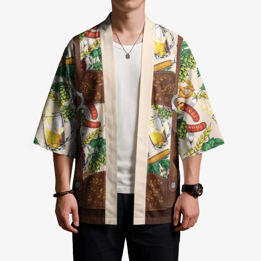 Oktoberfest Lederhosen Costume Kimono Food And Drink Pattern - Wonder Print Shop