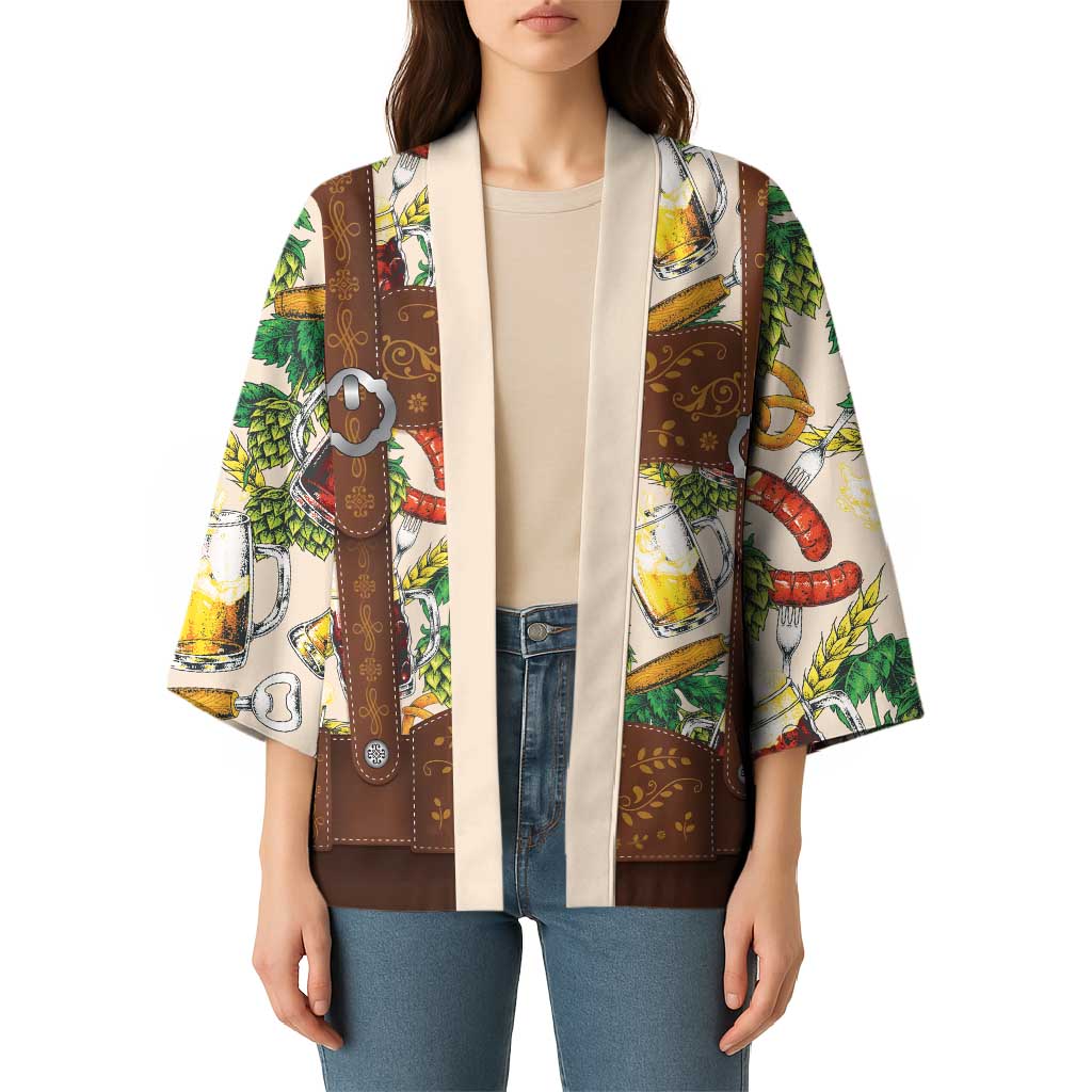 Oktoberfest Lederhosen Costume Kimono Food And Drink Pattern - Wonder Print Shop