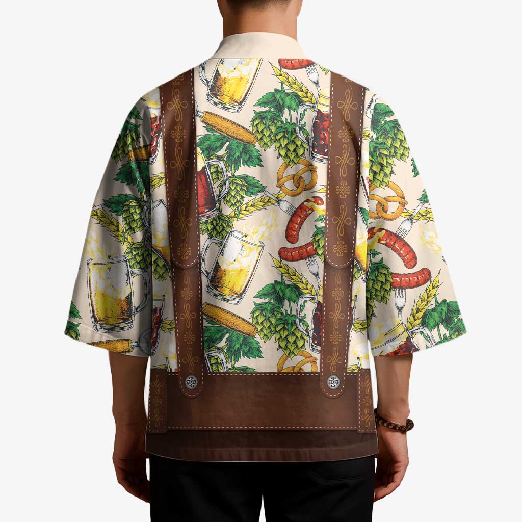 Oktoberfest Lederhosen Costume Kimono Food And Drink Pattern - Wonder Print Shop
