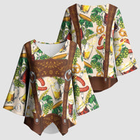 Oktoberfest Lederhosen Costume Kimono Sleeve Blouse Food And Drink Pattern - Wonder Print Shop