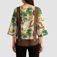 Oktoberfest Lederhosen Costume Kimono Sleeve Blouse Food And Drink Pattern - Wonder Print Shop