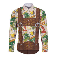 Oktoberfest Lederhosen Costume Long Sleeve Button Shirt Food And Drink Pattern - Wonder Print Shop