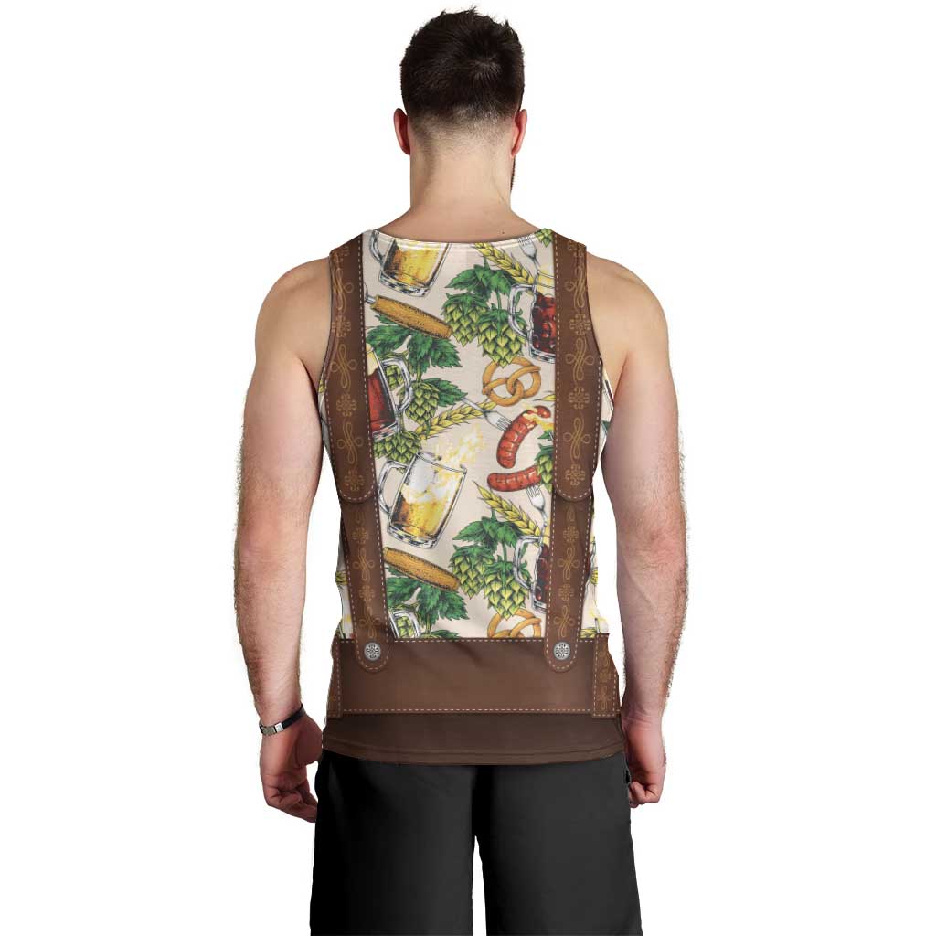 Oktoberfest Lederhosen Costume Men Tank Top Food And Drink Pattern - Wonder Print Shop