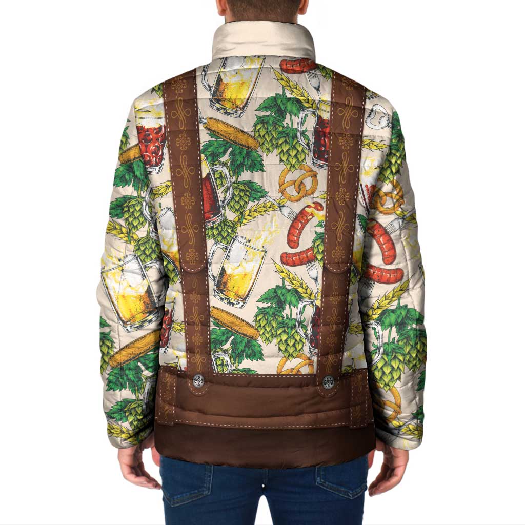 Oktoberfest Lederhosen Costume Padded Jacket Food And Drink Pattern - Wonder Print Shop