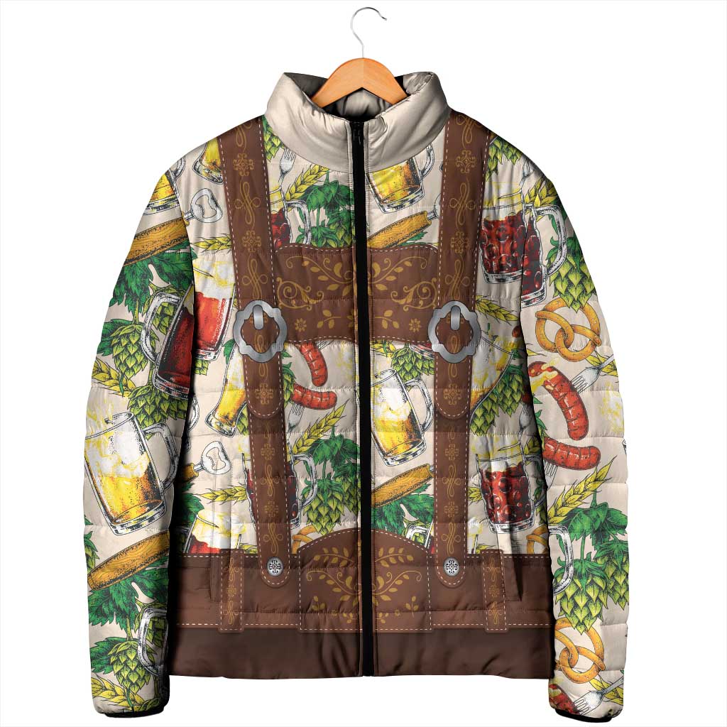 Oktoberfest Lederhosen Costume Padded Jacket Food And Drink Pattern - Wonder Print Shop