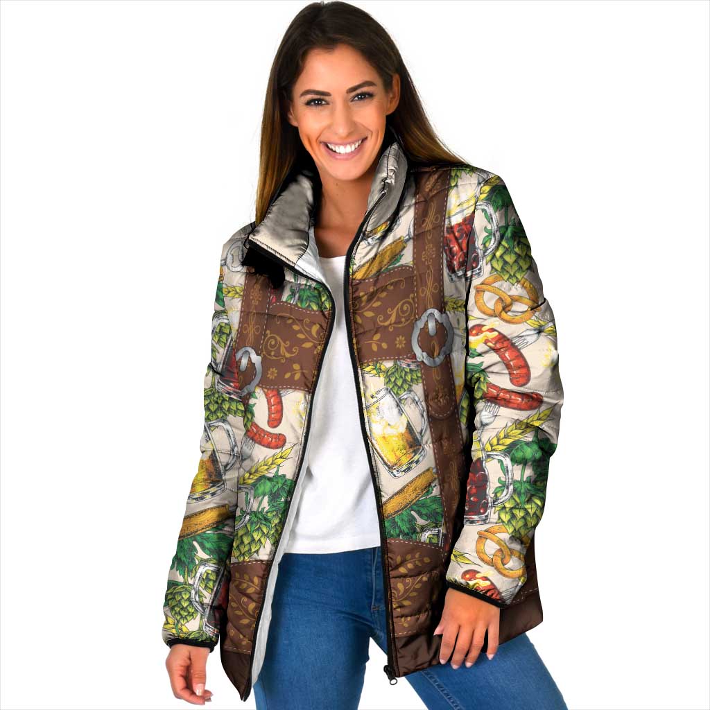 Oktoberfest Lederhosen Costume Padded Jacket Food And Drink Pattern - Wonder Print Shop