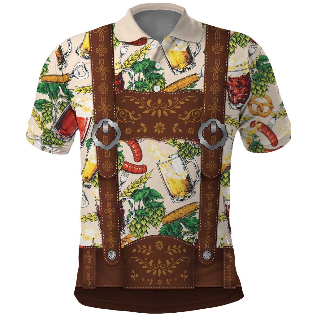 Oktoberfest Lederhosen Costume Polo Shirt Food And Drink Pattern - Wonder Print Shop