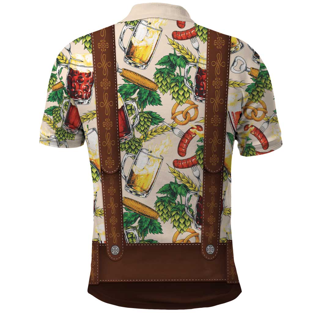 Oktoberfest Lederhosen Costume Polo Shirt Food And Drink Pattern - Wonder Print Shop