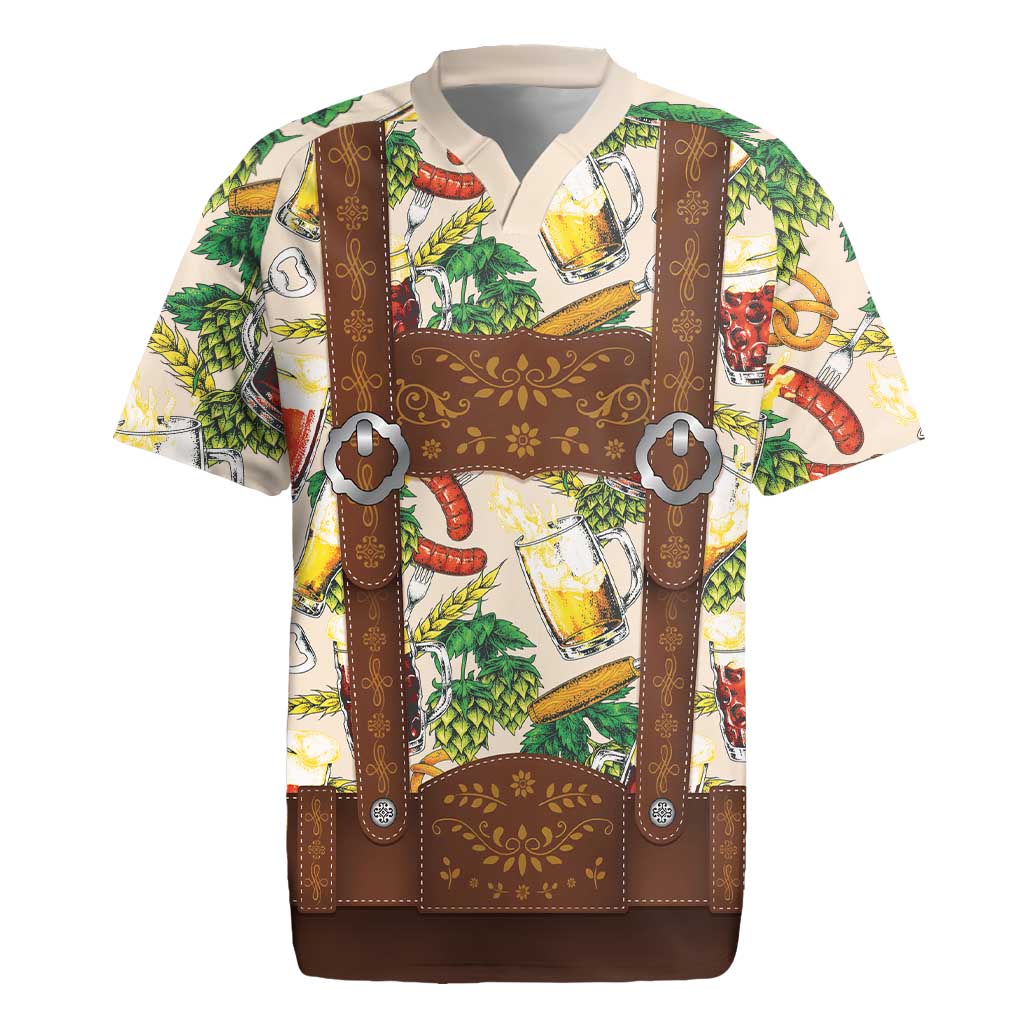Oktoberfest Lederhosen Costume Rugby Jersey Food And Drink Pattern - Wonder Print Shop