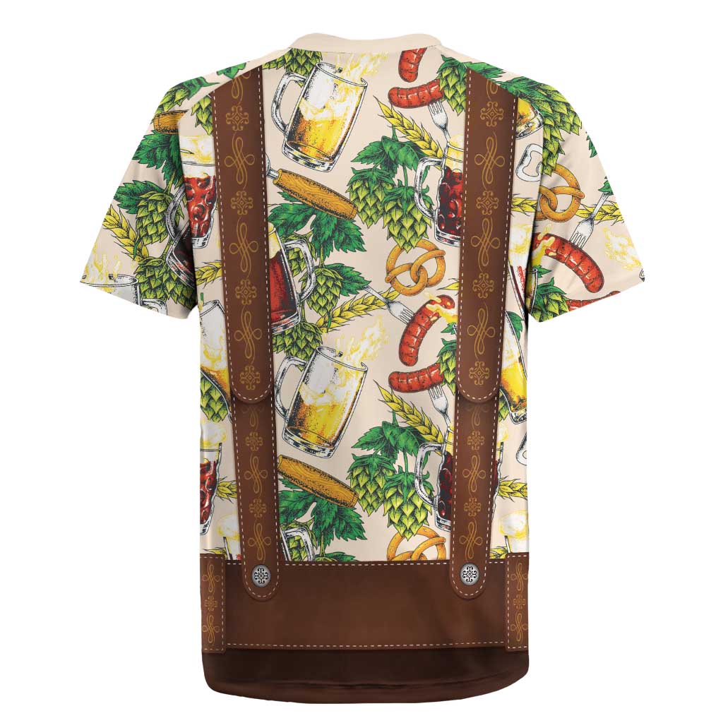 Oktoberfest Lederhosen Costume Rugby Jersey Food And Drink Pattern - Wonder Print Shop