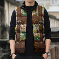 Oktoberfest Lederhosen Costume Sleeveless Puffer Jacket Food And Drink Pattern - Wonder Print Shop