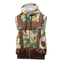 Oktoberfest Lederhosen Costume Sleeveless Zip Hoodie Food And Drink Pattern - Wonder Print Shop