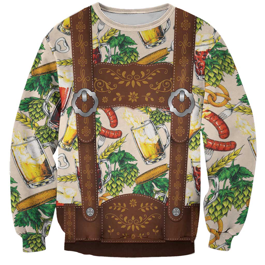 Oktoberfest Lederhosen Costume Sweatshirt Food And Drink Pattern - Wonder Print Shop