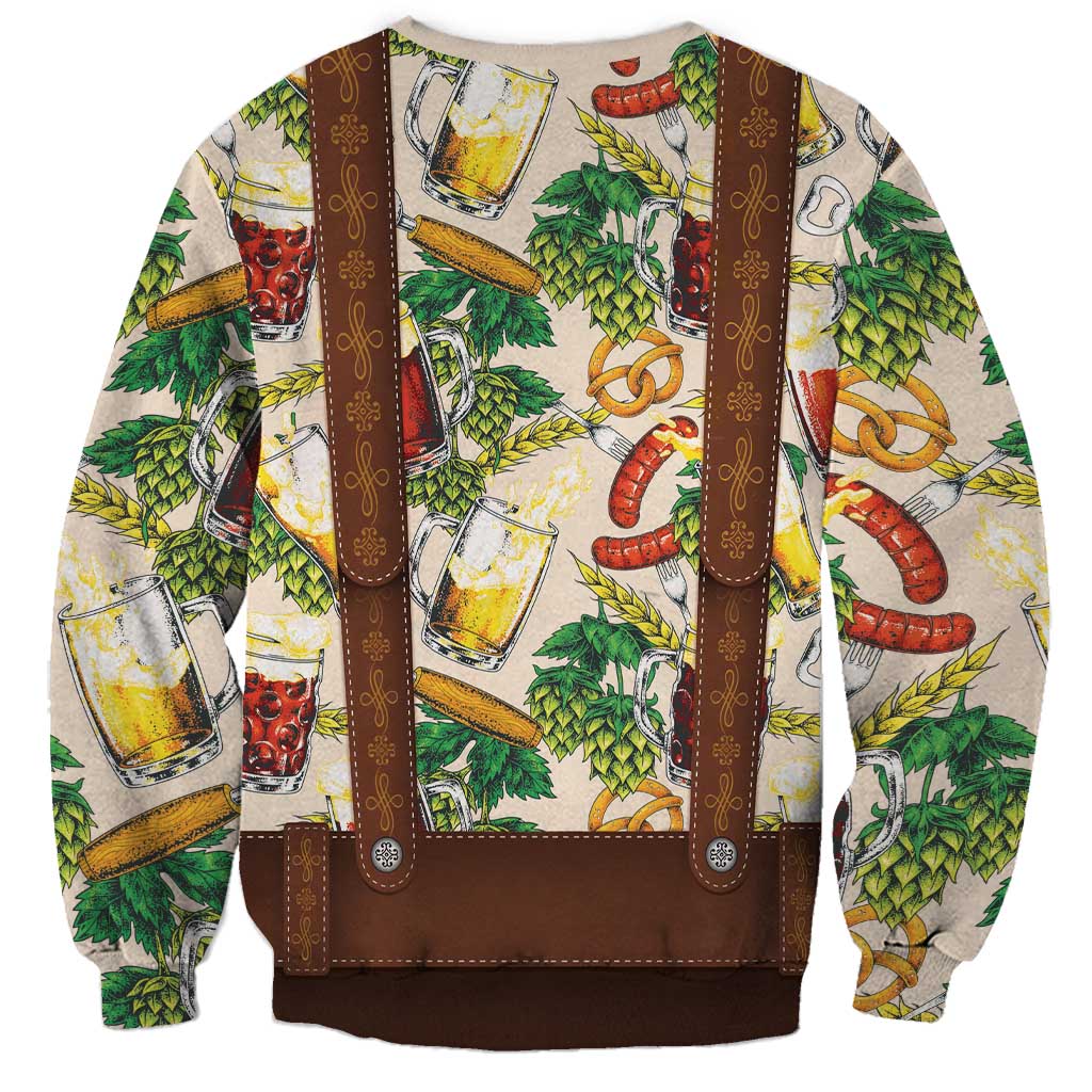 Oktoberfest Lederhosen Costume Sweatshirt Food And Drink Pattern - Wonder Print Shop