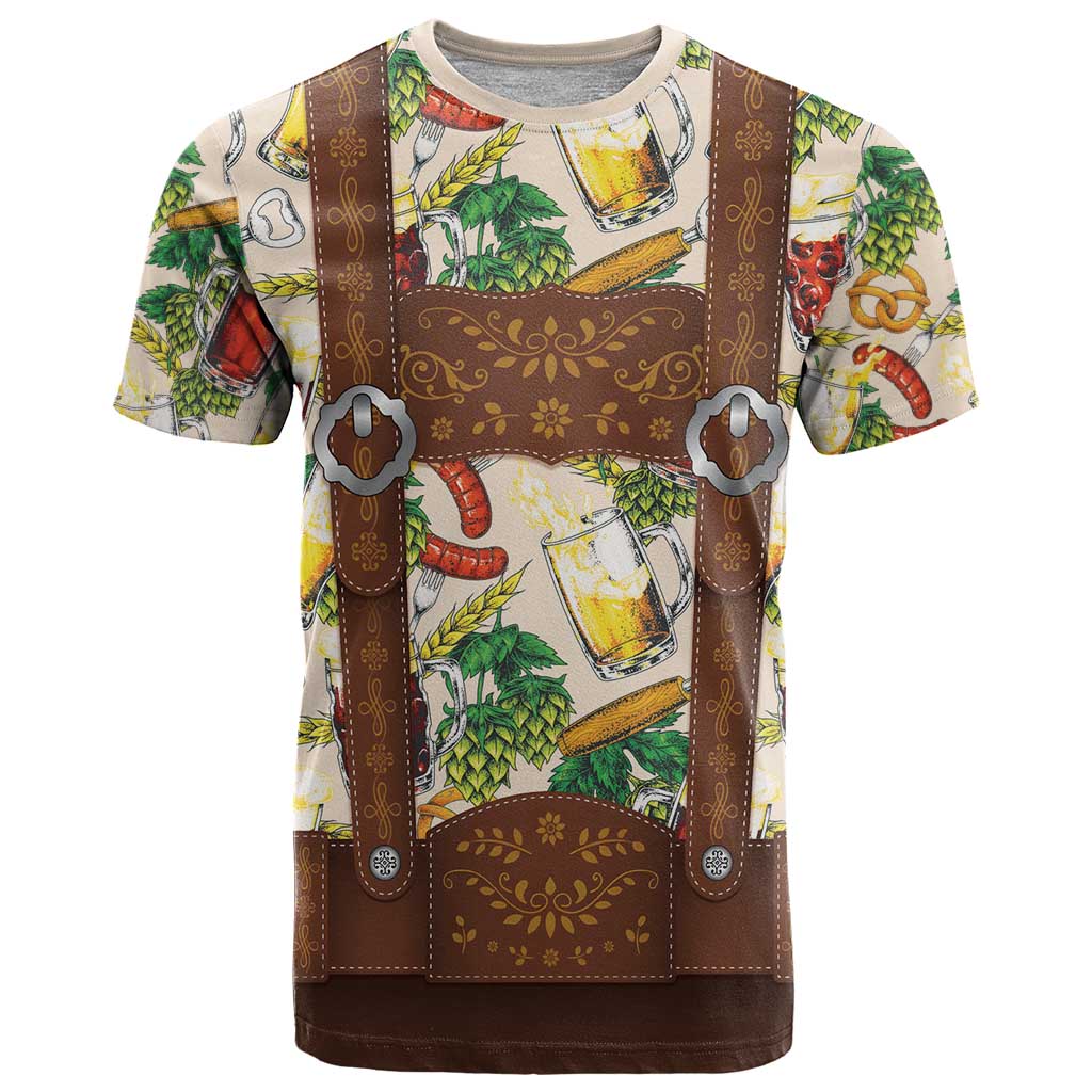 Oktoberfest Lederhosen Costume T Shirt Food And Drink Pattern - Wonder Print Shop