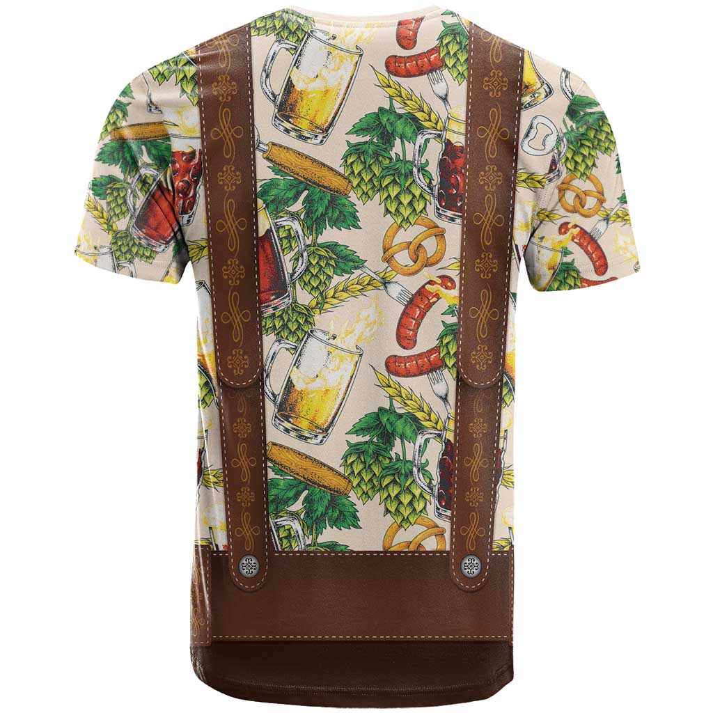 Oktoberfest Lederhosen Costume T Shirt Food And Drink Pattern - Wonder Print Shop