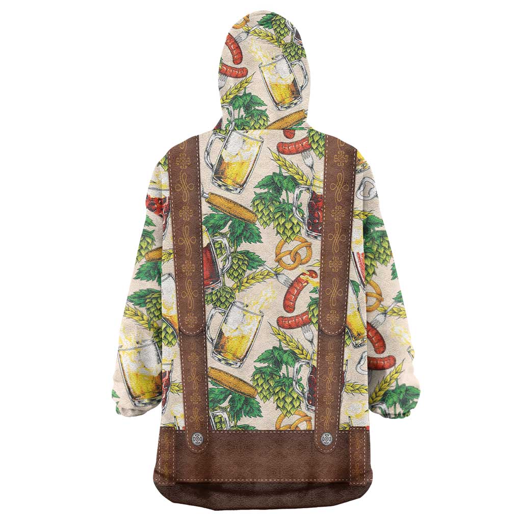 Oktoberfest Lederhosen Costume Wearable Blanket Hoodie Food And Drink Pattern - Wonder Print Shop