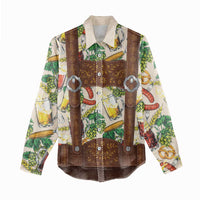 Oktoberfest Lederhosen Costume Women Casual Shirt Food And Drink Pattern - Wonder Print Shop