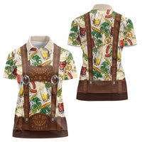 Oktoberfest Lederhosen Costume Women Polo Shirt Food And Drink Pattern - Wonder Print Shop