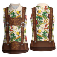 Oktoberfest Lederhosen Costume Women Sleeveless Polo Shirt Food And Drink Pattern - Wonder Print Shop