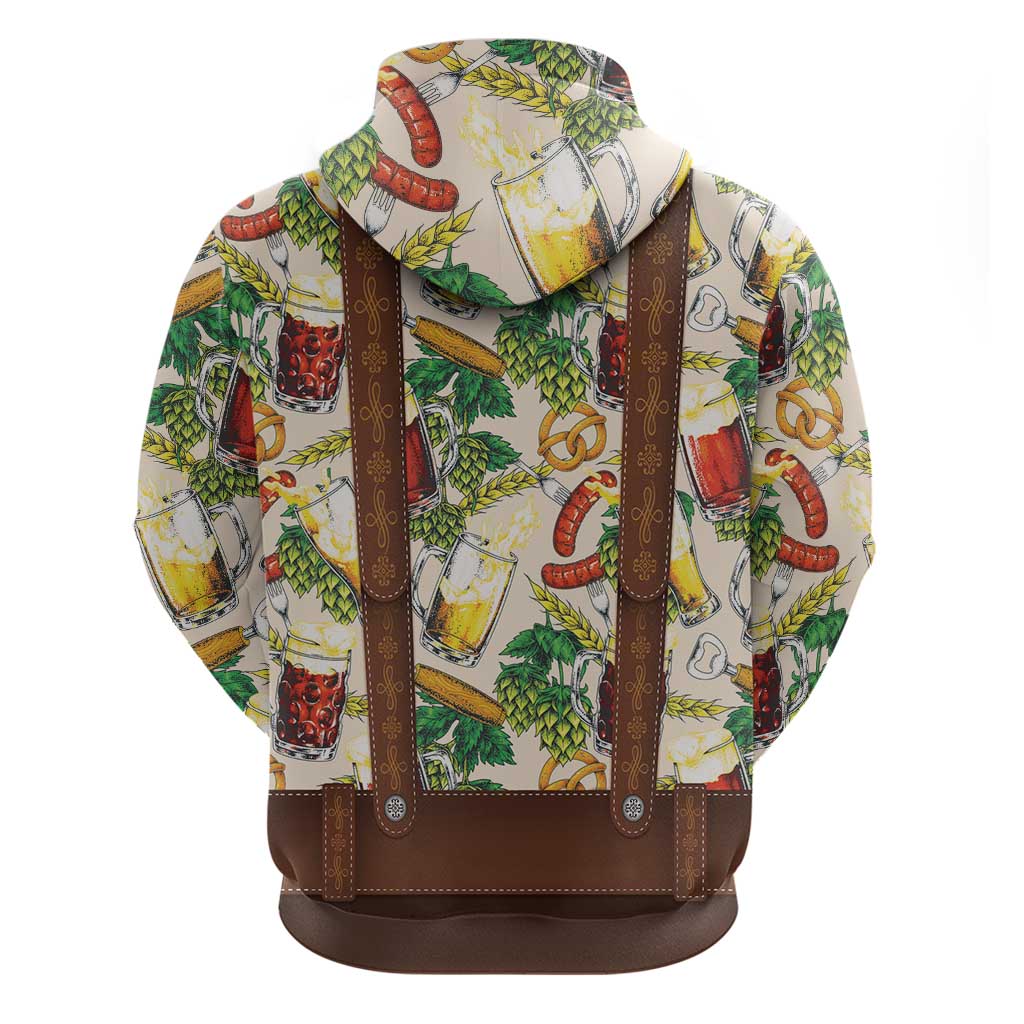 Oktoberfest Lederhosen Costume Zip Hoodie Food And Drink Pattern - Wonder Print Shop
