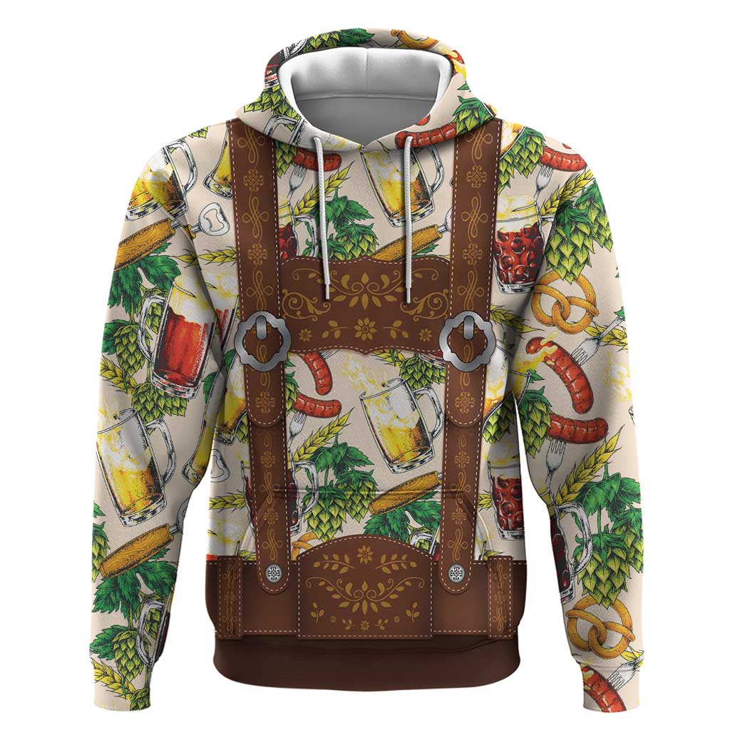Oktoberfest Lederhosen Costume Zip Hoodie Food And Drink Pattern - Wonder Print Shop